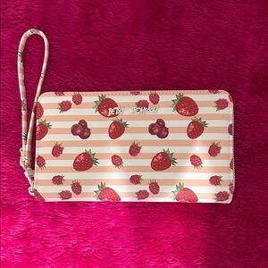 Betsey Johnson Pink Strawberry Print Wallet